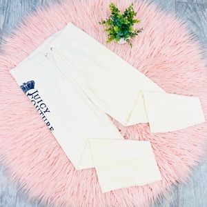 Y2K Juicy Couture Velvet Velour Ivory Cream Petite Pants
